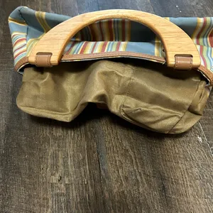 Fossil Cabana Stripe Canvas Wood‎ Handled Satchel Handbag in multicolor. thumbnail 7