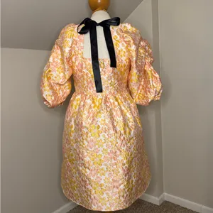 Pieces Premium Embroidered Puff Sleeve Mini Dress with Open Tie Back size medium thumbnail 7