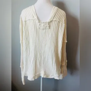 Free People We The Free Magic Thermal Waffle Knit Oversized Top White thumbnail 4
