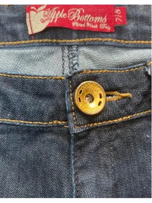 VINTAGE Y2K Apple Bottoms Dark Wash Flare Jeans Gold Hardware Size 7/8 Retro thumbnail 9
