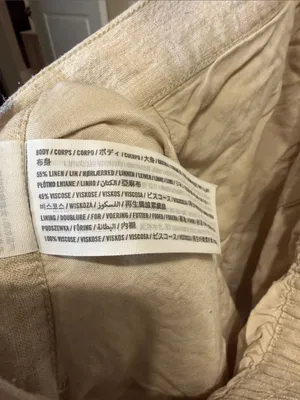 Abercrombie Cream Linen Blend Pull-On Shorts with Side Pockets - Size Medium thumbnail 4