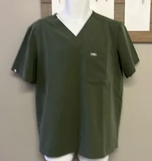 FIGS Technical Collection Olive Short Sleeve PO1644 Medical Scrub Shirt- Large thumbnail 1