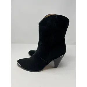 Joie Garner Western‎ Booties Black Suede Pointed Toe Cone Heel Ankle Boots 7.5 thumbnail 4