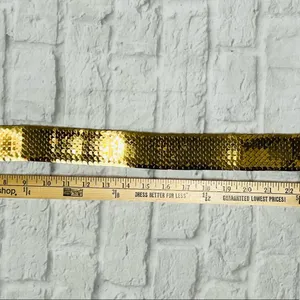 Vintage 80s Womens Stretch Belt Gold Metallic Fish Scale Disco thumbnail 6