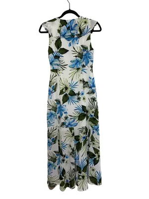 Banana Republic Sleeveless Ruffle Wrap Maxi Dress in Floral - Size 0 Petite thumbnail 3