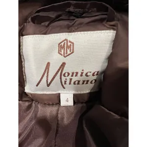Monica Milano Brown Quilted knee-length, belted puffer coat with a fur collar 4 thumbnail 10