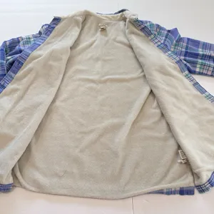 LL Bean Blue Plaid Fleece Lined Flannel Button Up Shirt Jacket Shacket Size XS thumbnail 5