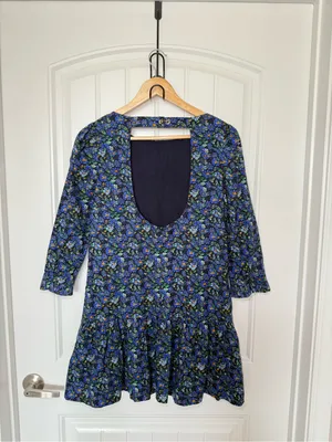 Free People Women’s XS The Avenue Mini Dress Floral Printed Ruffle Scoop Neck thumbnail 4