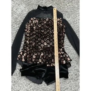 Weissman Dance Costume Black Gold Sequin Glam Dancecore Competition Medium Adult thumbnail 12