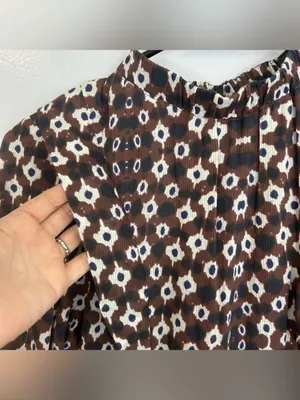 Sea Brown Abstract Mixed Print High Neck Ruffle Tiered Mini Dress Size 0 thumbnail 4