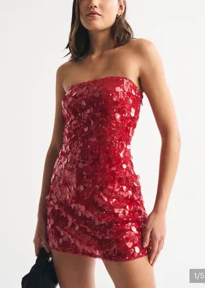 Abercrombie Scarlett strapless sequin mini dress thumbnail 1