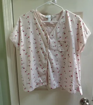 Oscar De La Renta Pajama Top Sz XL Pink Floral Cottage Core Top Only thumbnail 1