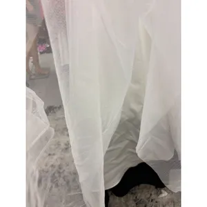 Strapless Lace Applique Tulle Wedding Gown Extra Length Ivory White thumbnail 12