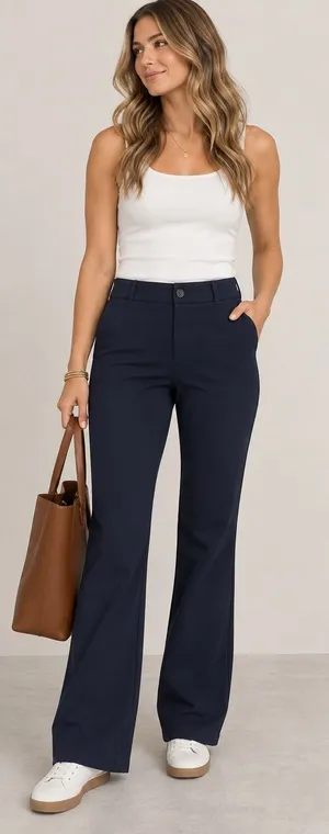 Betabrand Navy Blue Yoga Dress Pants Bootcut Women Medium Tall Long W0104-NY thumbnail 1