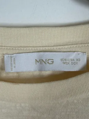 Mango MNG Cream Textured Cotton Cap Sleeve Muscle Tee thumbnail 2