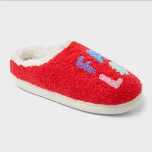 Red Holiday Fa La La Sherpa‎ Lined Slippers Women's Size L thumbnail 5