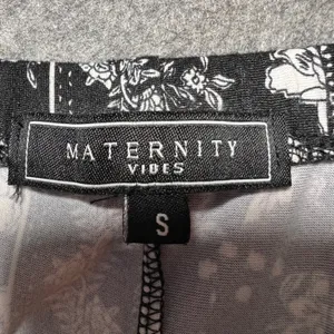 Maternity Vibes Floral Flare Leggings Black White Boho Bell Bottom Size S thumbnail 6