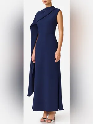 NEW ELLIATT Leonara Asymmetric Cape deep Navy Dress SZ XL thumbnail 3