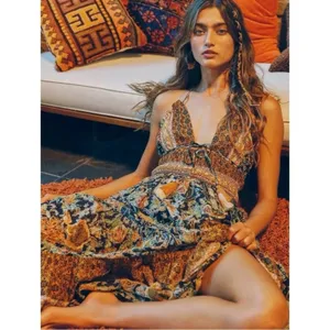Free People Bohemian Gypsy Beachy Real Love Maxi Dress Twilight Combo Medium thumbnail 5
