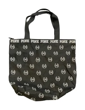 Victoria's Secret PINK All Over Logo Canvas Tote Zip Closure Travel Chic Y2K thumbnail 1