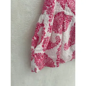 Tori Richard Pink‎ White Floral Seersucker Drop Waist Mini Dress Pockets Size 4 thumbnail 2