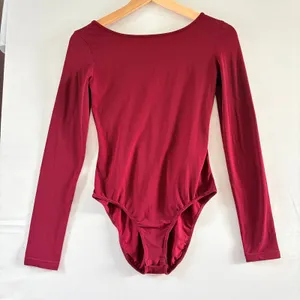 Maje Magicien Bordeaux Red‎ Long Sleeve Low Back Bodysuit Size 2 NEW thumbnail 3
