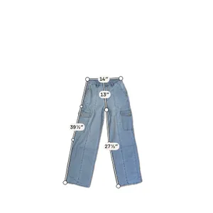 Wide Leg Grunge Cargo Jeans Light Wash High Rise Utility Y2K Size 6 d. Jeans thumbnail 4
