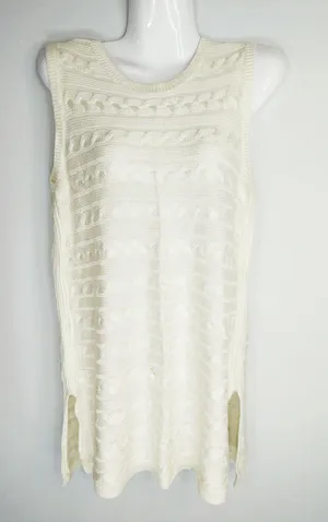 Lauren Ralph Lauren Women's Cable Knit Tunic‎ Sweater Dress White Medium thumbnail 1