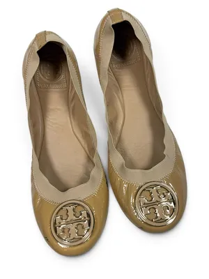 Tory Burch Caroline Metal Logo Medallion Flats S-612 Sz 9 thumbnail 1