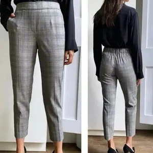 Aritzia Babaton Conan Pants Cropped Gray Check High Rise Pull On Plaid Size 8 thumbnail 2
