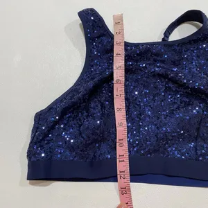 Aerie Navy Blue Sequin Sports Bra Sparkle Racerback Party Y2K thumbnail 6