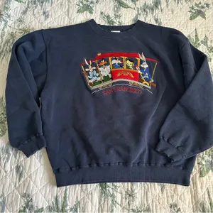 Vintage Warner Bros 90s Looney Tunes San Francisco Sweatshirt XS Streetcar thumbnail 1