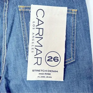 Carmar Flare Jordan Stretch Mid Rise Dark Wash Button Fly‎ Jeans Size 26 NWT thumbnail 8