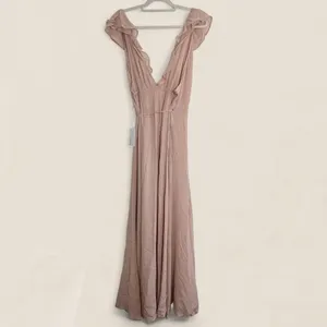 Reformation autumn wedding guest flowy ruffle maxi dress size large thumbnail 4