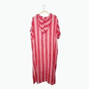 Tuckernuck Speckled Pink Coral Easy Hooded Beach Cover-Up Maxi Dress Size L thumbnail 2