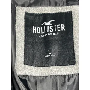 Hollister Women's Gray Long Sleeve Button Longline Trench Coat Jacket Size L thumbnail 5