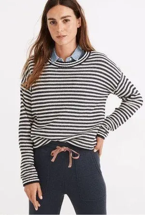 Madewell Seagrove Pullover Sweater in Dark Baltic Stripe thumbnail 1