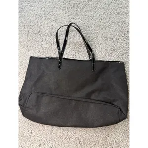 Victorias Secret Love Victoria Black Tote Bag Clear PVC V Panel Patent Trim thumbnail 3