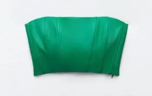 ZARA NWOT green faux leather corset top thumbnail 1