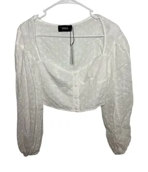 NWT! Cider Med White Long Sleeve‎ Corset Top Vtg style Cottagecore Whimsy thumbnail 1