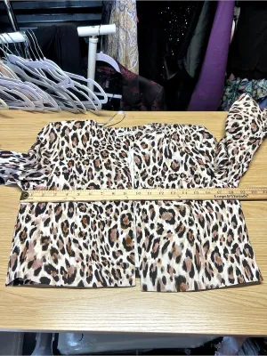 Avec Les Filles Cropped Blazer Leopard Print Brown & Black Size 6 thumbnail 13