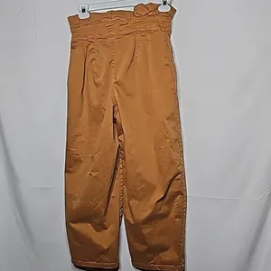 Free People high scrunch pleated waist wide leg cropped tan ginger pants sz 29 thumbnail 8