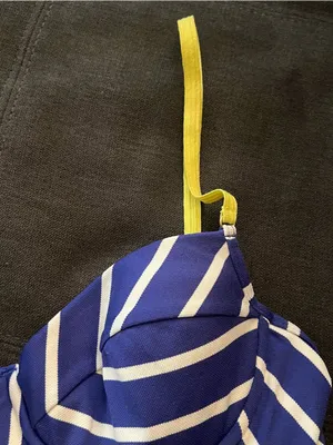 Y2K Juicy Couture Striped Blue & White Bikini Top with Yellow Straps Size Large thumbnail 6