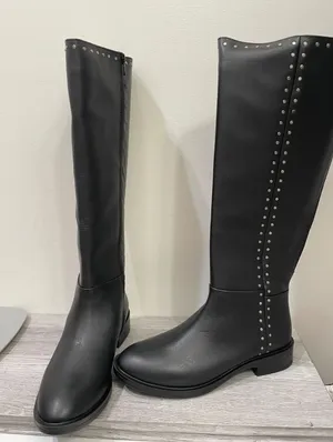 Steven‎ NC-Zoe Black Leather Studded Tall Riding Boots Womens 8.5 M NIB thumbnail 1
