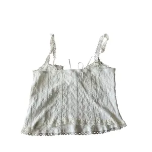 Edikted White Lace‎ Trim Cami Top Womens Medium Textured Bow Front Cropped Tank thumbnail 2