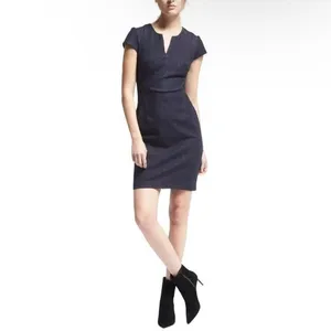 Banana Republic Dark Wash Denim Stretch Dress Size 4 Cap Sleeve Career Chic Sexy thumbnail 4