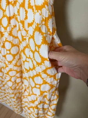Time and Tru Women's Cotton Tiered Midi Dress in yellow and white Size XS 0-2 thumbnail 4