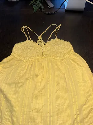 Urban Outfitters Yellow Lace-Detail Spaghetti Strap Cami with pockets thumbnail 6