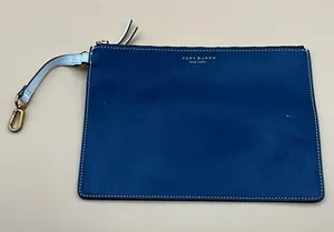 Tory Burch Navy Large Zip Pouch Leather Wristlet Zip Clutch thumbnail 2