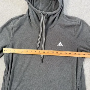 Adidas Women's Large Fleece Hooded Sweatshirt Gray Zippered Pockets Drawstring thumbnail 6